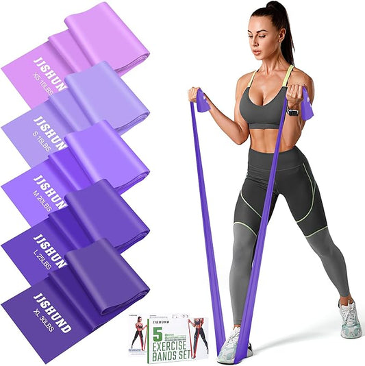 5 Pcs Resistance Bands, Professional Exercise Bands Elastic Stretch Bands for Fitness Yoga Pilates Stretching Strength Training, Workout Bands for Women and Men Home Gym