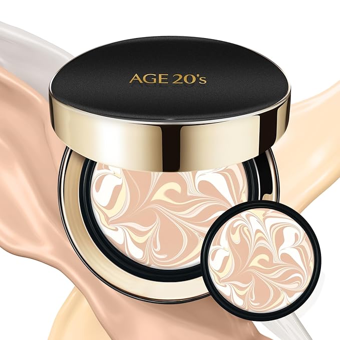 AGE20'S Signature Essence Pact SPF 50+ | Pack of 2 | 13 Ivory | Cream Foundation, Dewy Finish, Natural Coverage | Korean Cushion Foundation