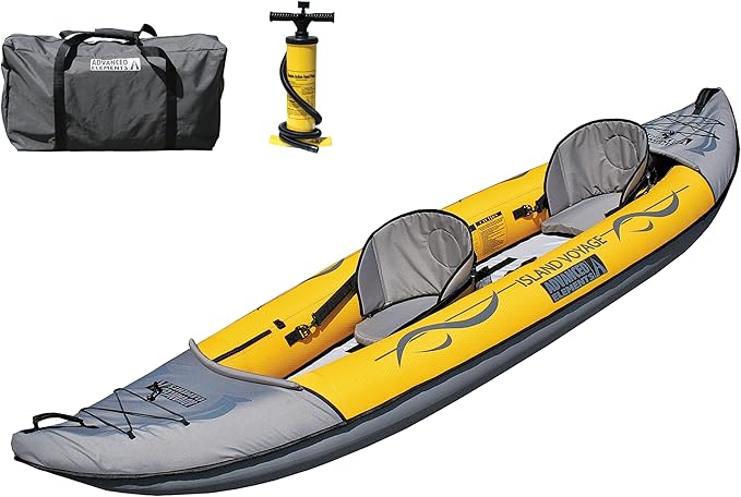 Advanced Elements - Island Voyage 2 Inflatable Kayak - Recreational Convertible Kayak - for 1 or 2 Person - 11 ft - Yellow
