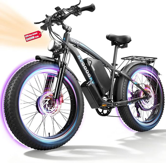 6000W Dual Motor Electric Bike for Adults - 58V Max-Output 1856Wh Fast Ebike with 47 MPH,Up to 105 Miles,24" Fat Tire Hydraulic Disc Brake Electric Bicycle,Off-Road Snow Mountain Commuter E-Bike