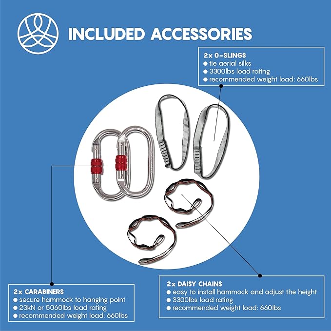 Aerial Silk Yoga Hammock & Swing for Home, Inversion Exercises, Starter Kit for All Levels - Durable with Extension Straps, Carabiners, and Pose Guide