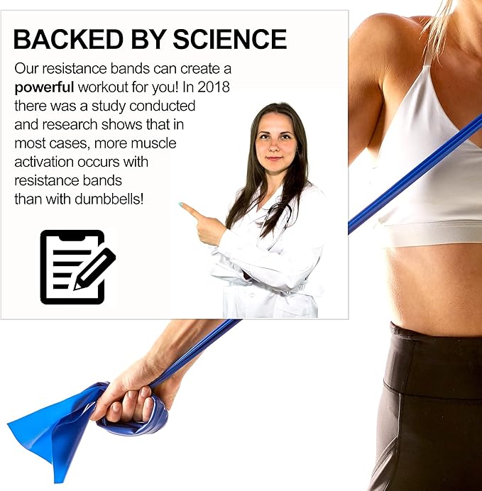 7Ft Long Resistance Bands for Stretching - Resistance Bands Set with Door Anchor - Exercise Bands Including Carry Pouch, E-Book & App - Latex-Free Workout Bands