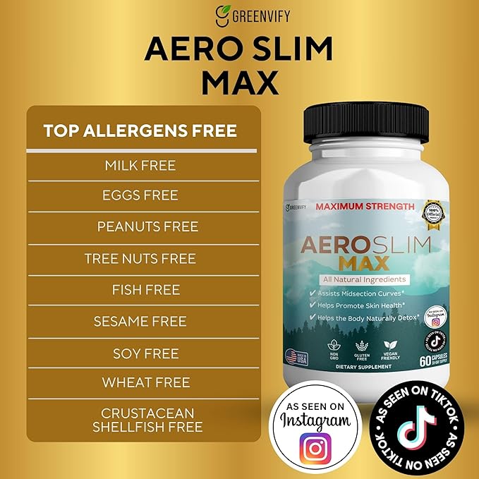 Aeroslim Max Natural Dietary Supplement, 60 Capsules, Maximum Strength, Vegan, Gluten Free, Non-GMO, Made in USA (3)