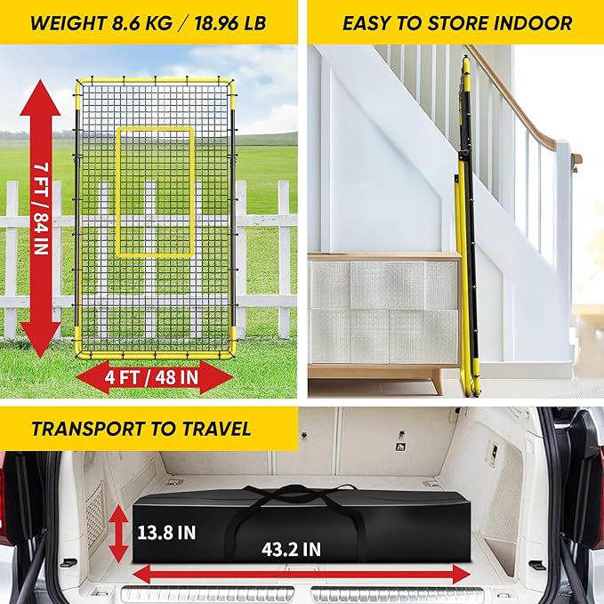 Adjustable Volleyball Rebounder Net Equipment 7x4 FT with Volleyball Practice for Adult Backyard Indoor Outdoor Training