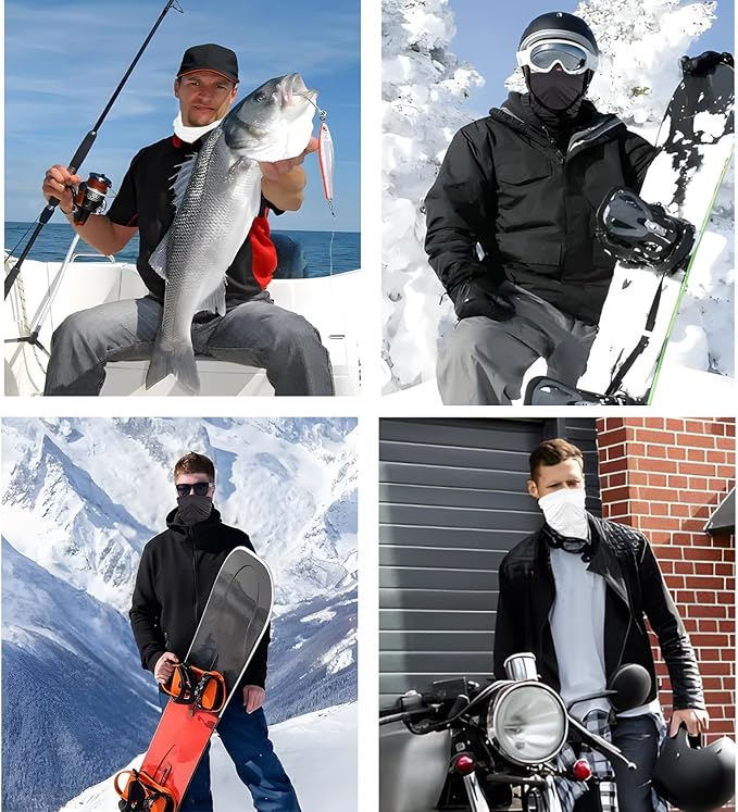 5 Pack of Balaclava Headgear, Outdoor Men's and Women's Ski Caps, Mask, Airsoft Gun, Motorcycle Cover, Helmet (Black, White)