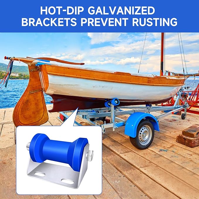 4INCH/5INCH Updated Boat Trailer Rollers with Brackets Blue Keel Roller Assembly Galvanized Steel