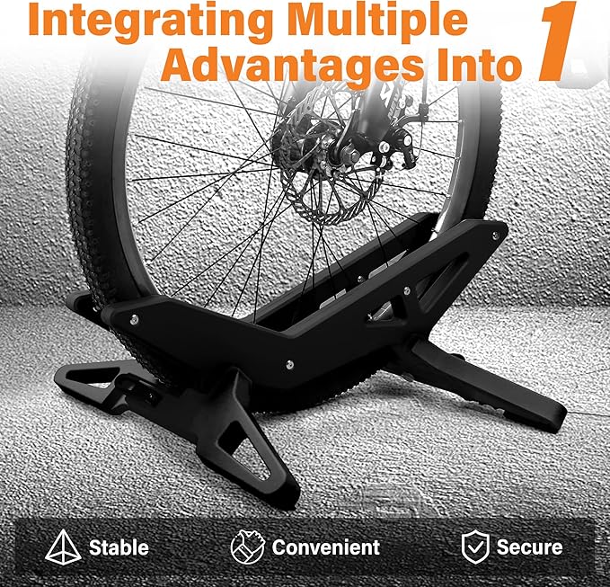 Adjustable Bike Parking Stand Fits 16-29 Inch Bicycles, Compatible with 23c-3.0 Tire Width – Heavy-Duty Plastic, Easy Installation, Stylish Two-Tone Design (Black(2 Pack))