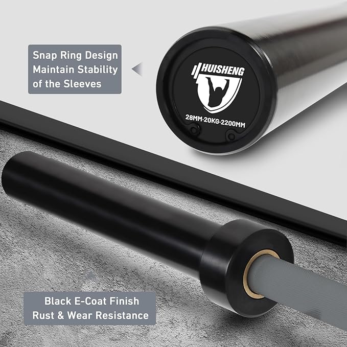 7ft Olympic Barbell for Strength Training and Olympic Weightlifting, 500 700 1000LBS Capacity Available, 2 Inch Bar for Squats, Home Gym Fitness Equipment, Bench Press, Deadlift,Powerlifting