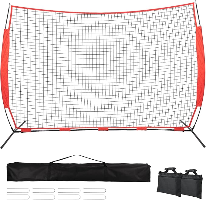 7x7/16x10/20x10ft Backstop Net, Ball Stop Net with Handbag,Fix Sports Net Barrier by 4 Spike&2 Sandbag,Sports Practice Barrier Net for Baseball,Softball,Lacrosse Train,Backstop Net for Backyard