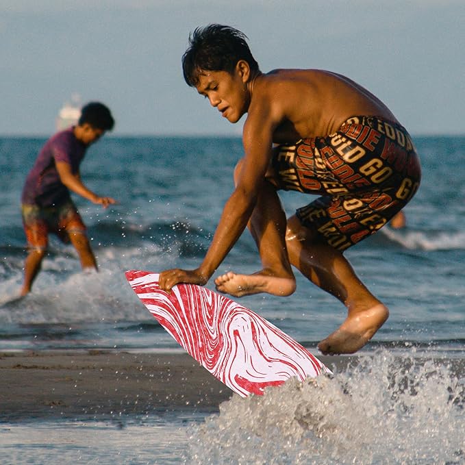 41” Skipper Skimboard with High Gloss Coat Wooden Skim Boards for Beginners, Teenagers and Adults Beach Skimboard 3 Color Traction Pad to Choose