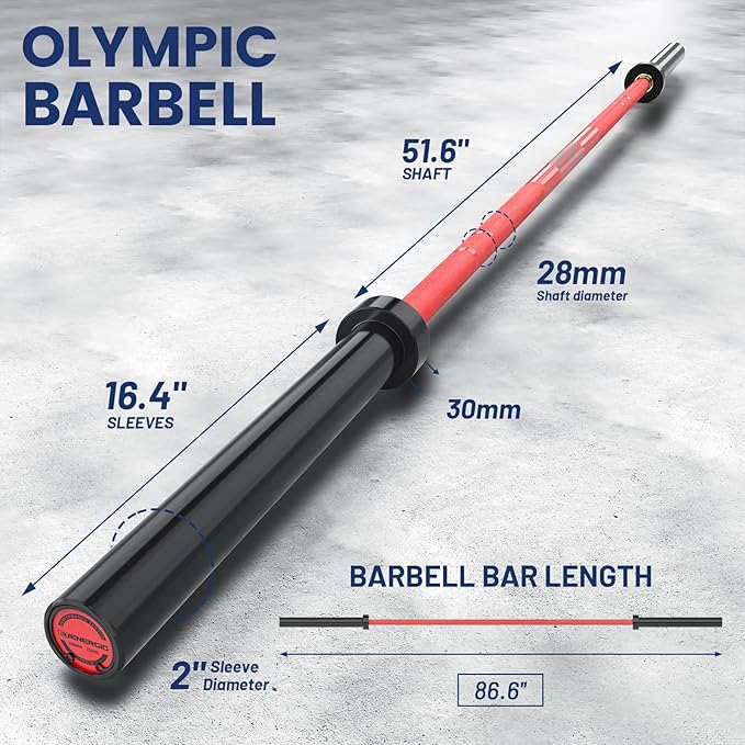 7ft Olympic Barbell Bar 45LB Load 1500lbs Capacity Available, for Gym Home Exercises, Weightlifting, Powerlifting for 2" Olympic Plates
