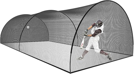 AIRHOP 22/30 FT Portable Baseball & Softball Batting Cage for Backyard Batting Practice, Durable Large Enclosed Batting Cage with Pitching Machine Hole and Removable Door