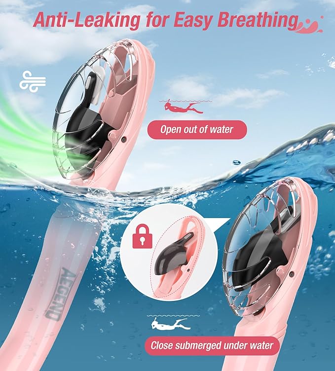 Aegend Dry Snorkel, Dive Mask Easy-Breath Free Diving Snorkel for Snorkeling Scuba Diving Freediving Swimming, with Top Dry Valve and Food-Grade Silicone Mouthpiece