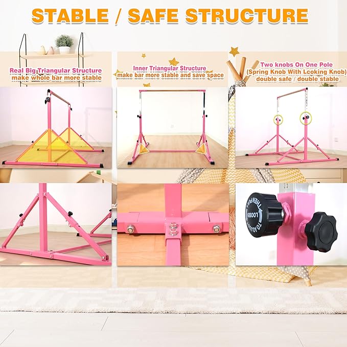 4FT/5FT Gymnastic Bar Set Gymnastics Horizontal Bar Gymnastics Kip Bar for Kids Home Use