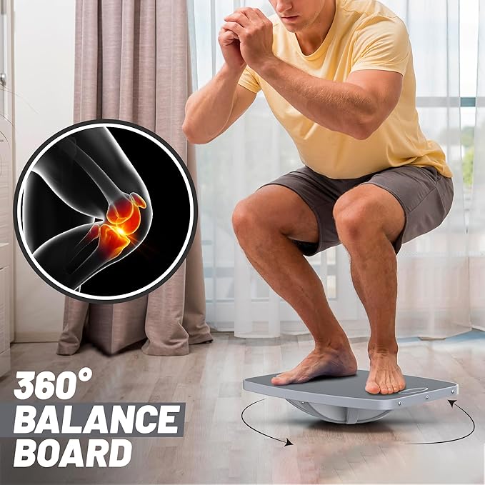 Advanced Wood Balance Board, Portable Non-Slip 500lb Rocking Board for Standing Desk, Physical Therapy, Yoga Practice, Core Strength Stability Balance Training Board for Men, Women, Kids and Seniors