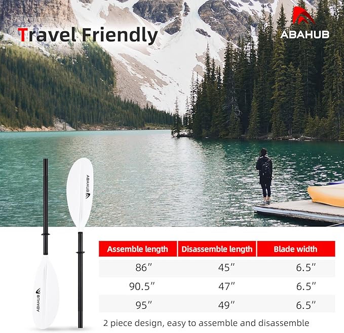 Abahub Kayak Paddle, 90.5 Inches Kayaking Oars for Boating, Canoeing with Free Paddle Leash, Aluminum Alloy Shaft Black/Blue/Green/Orange/Yellow Plastic Blades