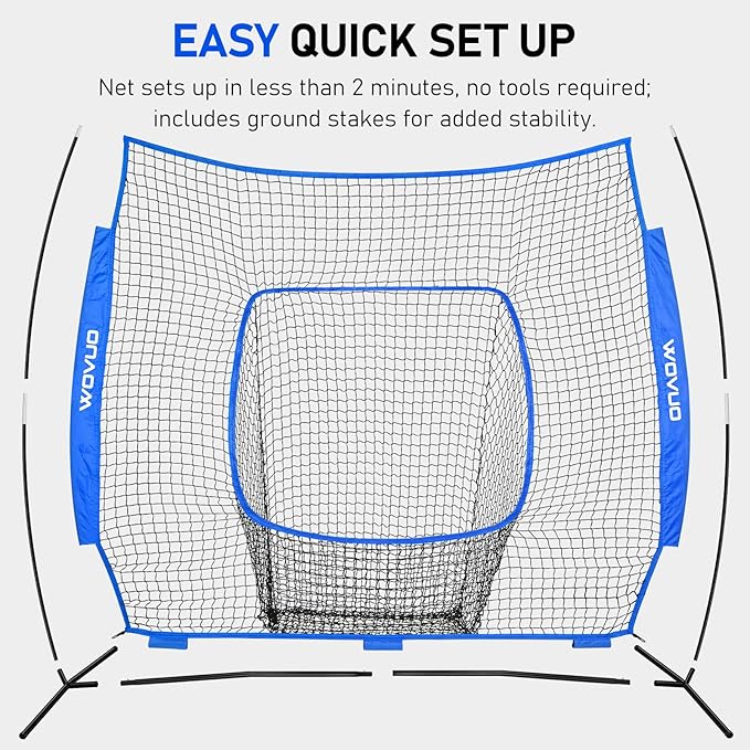 7x7 ft Baseball Net for Batting Pitching Hitting, Softball Pitching Net with Strike Zone, Tee, Ball Caddy, Softball Batting Net Baseball Training Equipment for Kids Adult Youth Sport Practice