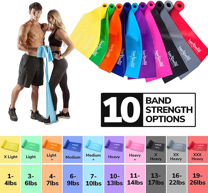 7Ft Long Resistance Bands for Stretching - Resistance Bands Set with Door Anchor - Exercise Bands Including Carry Pouch, E-Book & App - Latex-Free Workout Bands