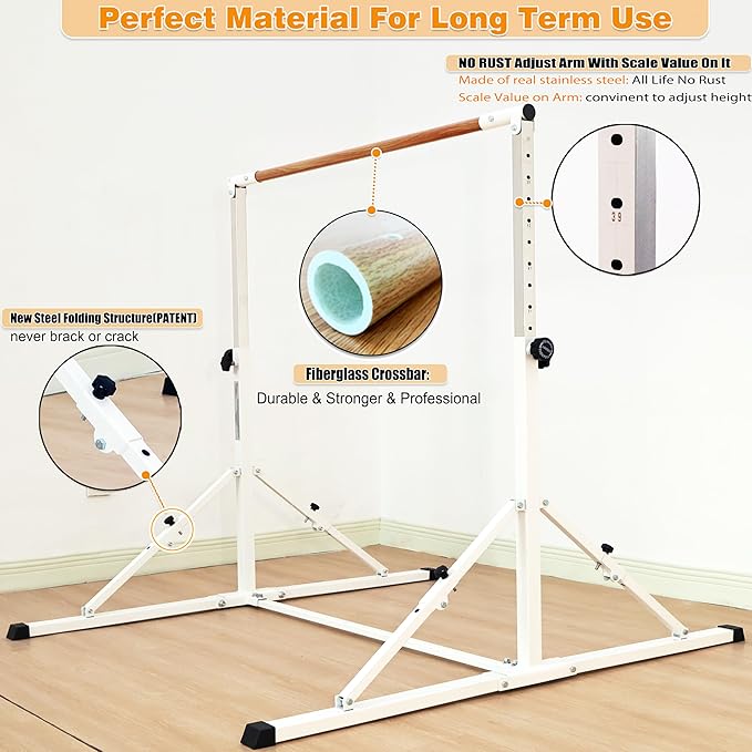 4FT/5FT Gymnastic Bar Set Gymnastics Horizontal Bar Gymnastics Kip Bar for Kids Home Use