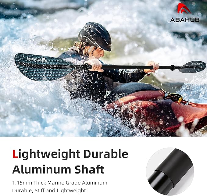 Abahub Kayak Paddle, 90.5 Inches Kayaking Oars for Boating, Canoeing with Free Paddle Leash, Aluminum Alloy Shaft Black/Blue/Green/Orange/Yellow Plastic Blades