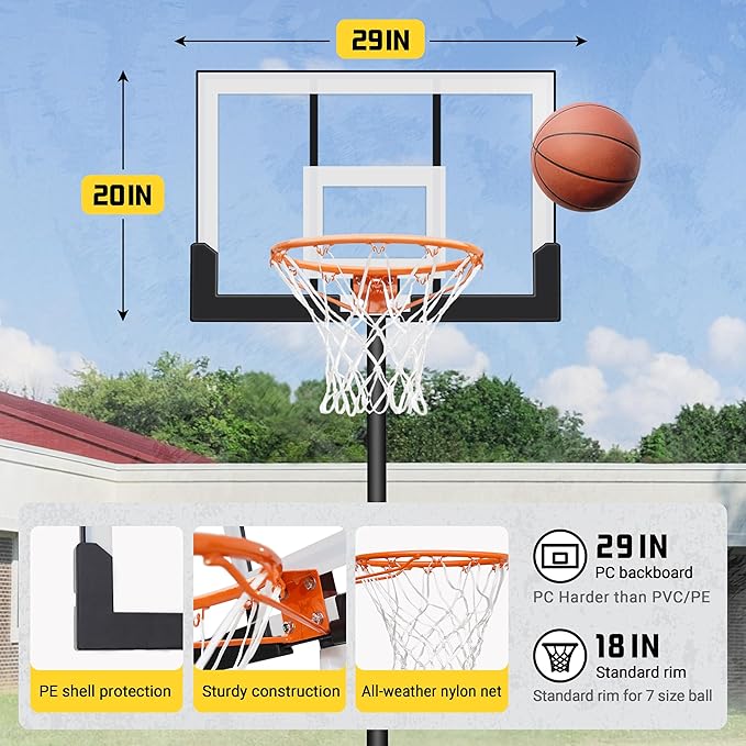 Aimking Basketball Hoop Outdoor 3.3-10FT 5s-Rapid-Adjustable, 40/44 inch Shatterproof Backboard & Enlarged Base, Portable Basketball Hoop & Goal for Kids/Adults/Families in Poolside/Backyard/Indoor