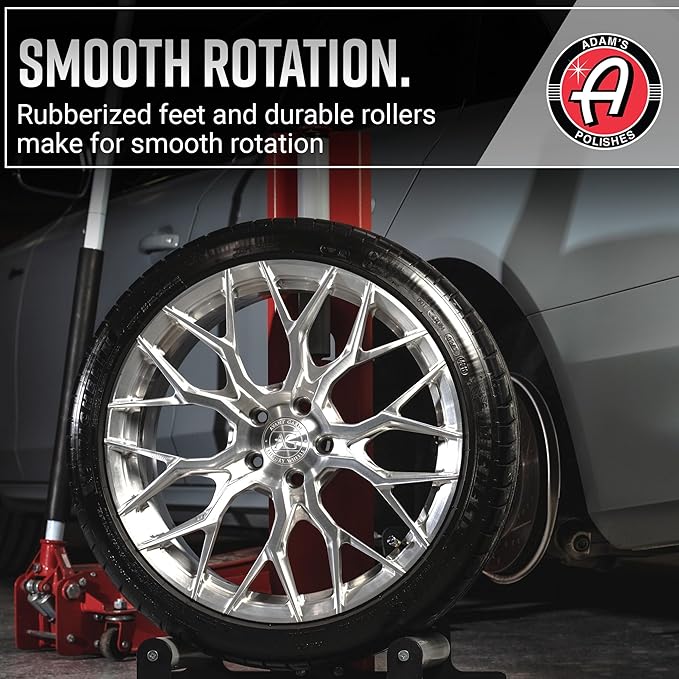 Adam's Polishes Rolling Wheel Detailing Stand - Wheel & Tire Car Detailing Roller for Cleaning, Ceramic Coating, Applying Tire Shine & Car Wheel Wash | Garage Accessory for Detailers