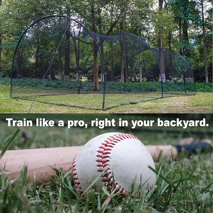 AIRHOP 22/30 FT Portable Baseball & Softball Batting Cage for Backyard Batting Practice, Durable Large Enclosed Batting Cage with Pitching Machine Hole and Removable Door