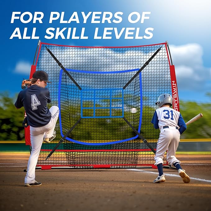 7x7 FT Baseball Net for Batting Pitching Hitting, with Strike Zone, Softball Net for Batting and Pitching, Baseball Practice Training Equipment for Kids Adult Youth