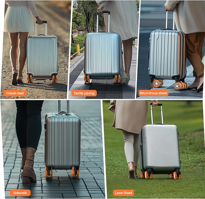 8 Pcs Upgrade Luggage Wheel Covers, Carry On Luggage Suitcases,Wear-Resistant, Anti-Noise, Silicone Wheel Protective Covers for 2-2.4" Spinner Wheel,Essential Travel Accessories (Orange)