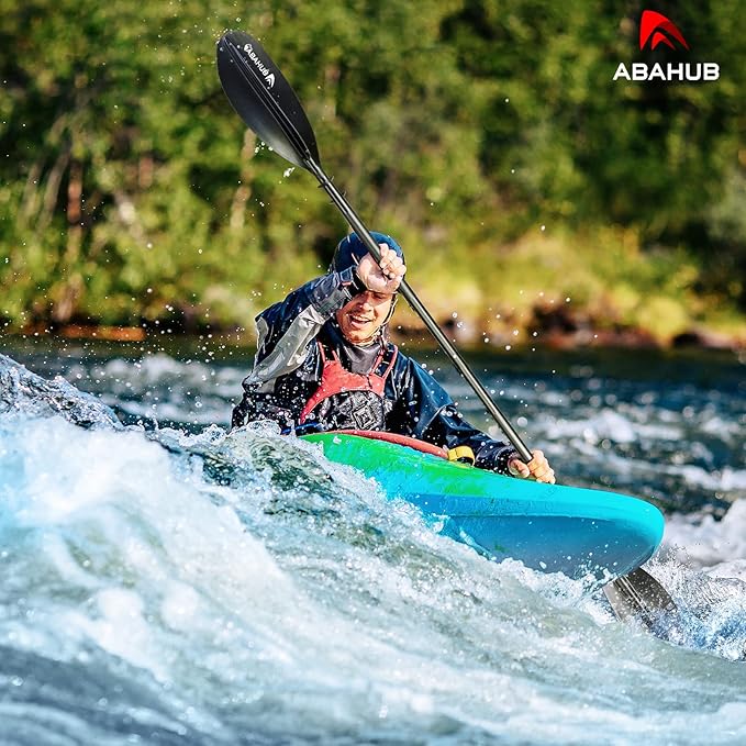 Abahub Kayak Paddle, 90.5 Inches Kayaking Oars for Boating, Canoeing with Free Paddle Leash, Aluminum Alloy Shaft Black/Blue/Green/Orange/Yellow Plastic Blades