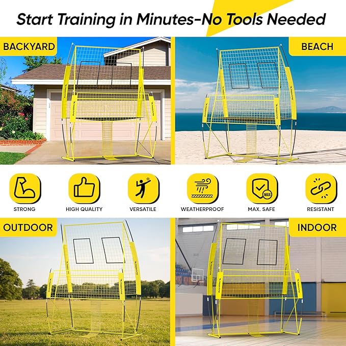 Adjustable Volleyball Training Net Equipment System 8x11 FT with Volleyball Practice for Adult Backyard Indoor Outdoor