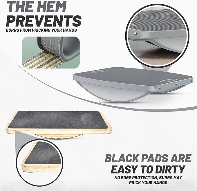 Advanced Wood Balance Board, Portable Non-Slip 500lb Rocking Board for Standing Desk, Physical Therapy, Yoga Practice, Core Strength Stability Balance Training Board for Men, Women, Kids and Seniors