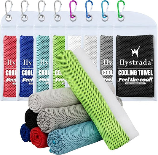 8 Packs Cooling Towel (40 x 12), Ice Towel, Microfiber, Soft Breathable Chilly Towel Stay Cool for Yoga, Workout, Sport, Gym, Camping, Fitness, Running, Workout & More Activities - Multicolor