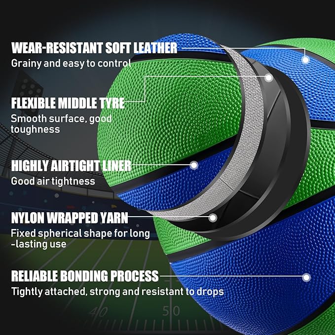 8 Pcs Sports Balls Set Include Basketball Football Soccer Volleyball with 2 Sport Equipment Bags 2 Pumps for Teens Youth Adult Outdoor Operation Christmas Ball Gifts