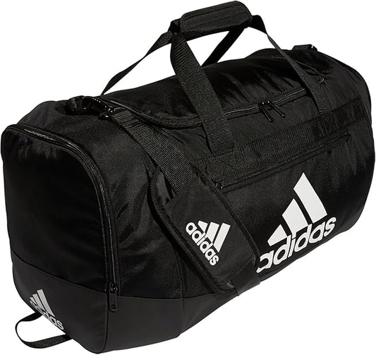 adidas Unisex Defender 4.0 Gym Duffel Bag for Men and Women, Black/White, Medium (66L)