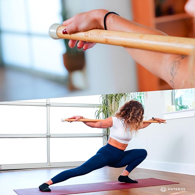 5ft Yoga Stick Made from Natural Bamboo - Yoga Dowel, Mobility and Exercise Stick for Workout, Stretching, Flexibility, Balance, Physical Therapy | Posture Correction | Lightweight & Sturdy