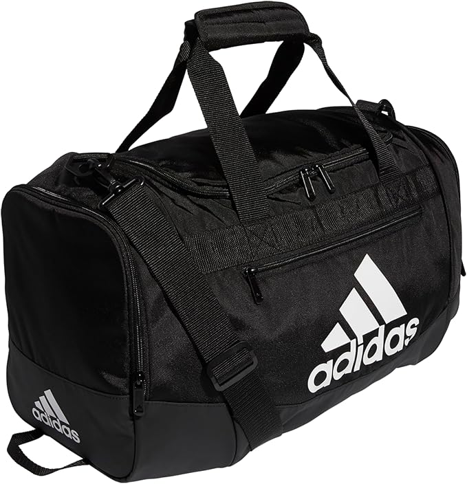 adidas Unisex Defender 4.0 Gym Duffel Bag for Men and Women, Black/White, Small (38L)