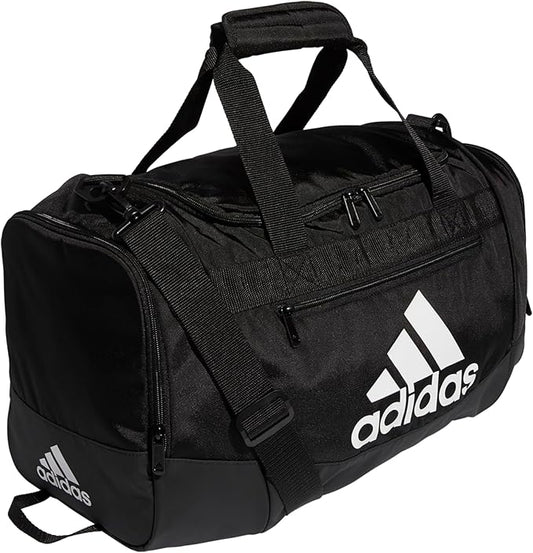 adidas Unisex Defender 4.0 Gym Duffel Bag for Men and Women, Black/White, Small (38L)
