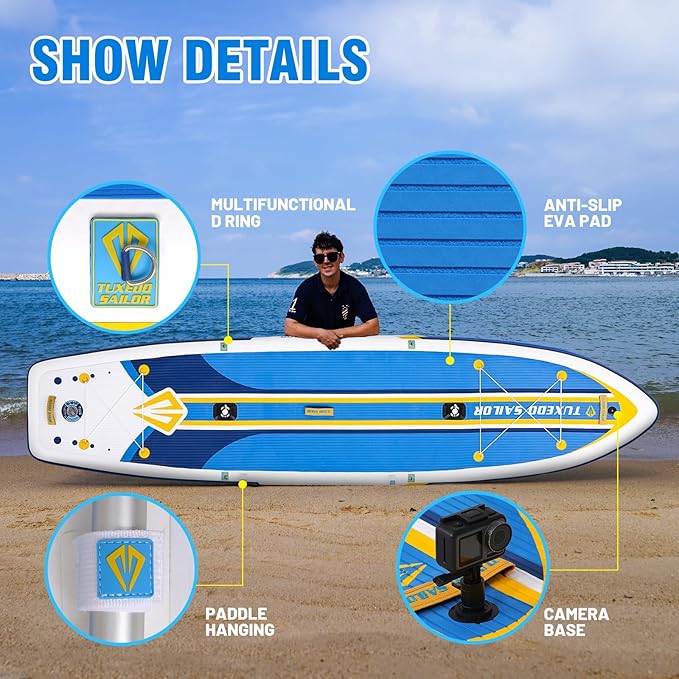 Tuxedo Sailor Kids Inflatable Paddle Board Lightweight and Safe Fishing Stand Up Paddle Board for Adults with Accessories