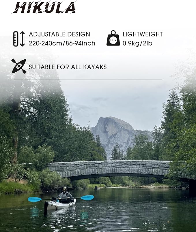 Adjustable Kayak Paddle with Carbon Shaft and PP Blade Available in 220-230/220-240/230-250cm Floating Lightweight Kayak Oars with Original Pattern