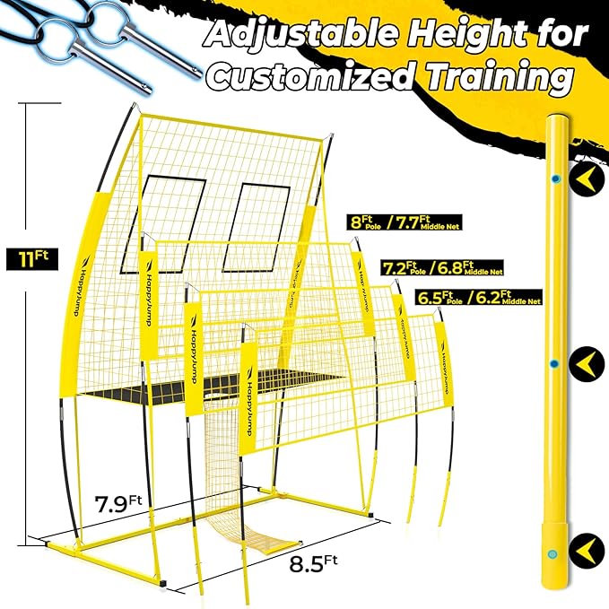Adjustable Volleyball Training Net Equipment System 8x11 FT with Volleyball Practice for Adult Backyard Indoor Outdoor