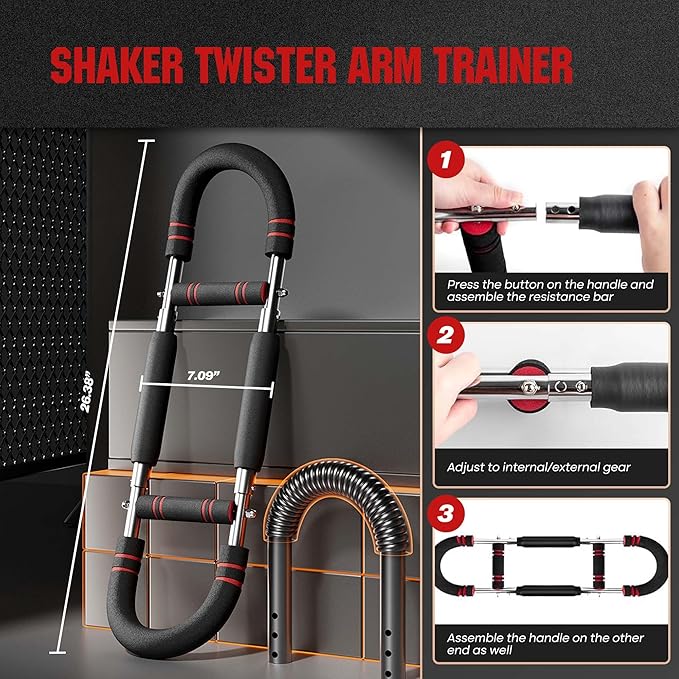 Adjustable Twister Arm Trainer, 40–100lb Chest Workout Equipment for Chest Strength, Forearm, Triceps, and Upper Body Muscle Building – Portable&Detachable Home Fitness Equipment