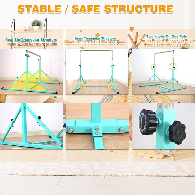 4FT/5FT Gymnastic Bar Set Gymnastics Horizontal Bar Gymnastics Kip Bar for Kids Home Use