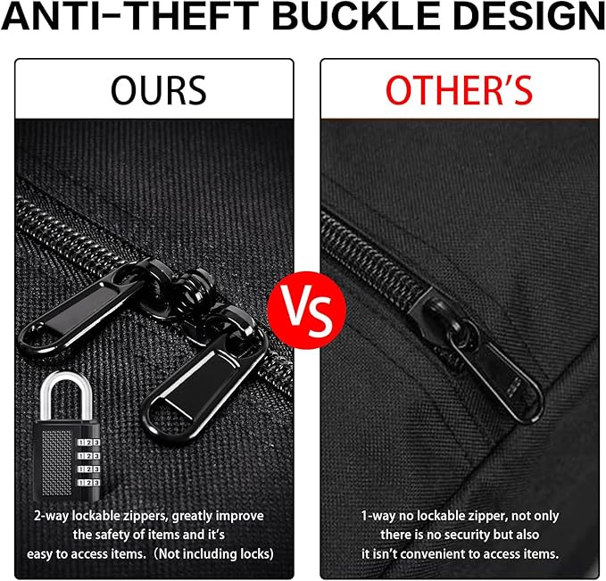 52 Inch Large Duffle Bag for Travel Camping Sport Equipment Storage Bag with 2-way Lockable Zippers(Black 52inch 2Pack)