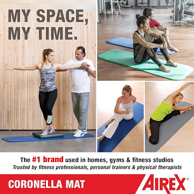 AIREX Official Coronella Exercise Mat - Home Workout Mat for Rehabilitation, Strength Training, Aerobics, Water Fitness, Exercise, Home Workouts, Floor Exercises with Premium Foam 78" x 23", Charcoal