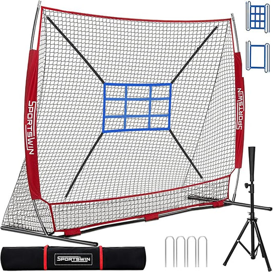 7x7 FT Baseball Net for Batting Pitching Hitting, with Strike Zone, Softball Net for Batting and Pitching, Baseball Practice Training Equipment for Kids Adult Youth