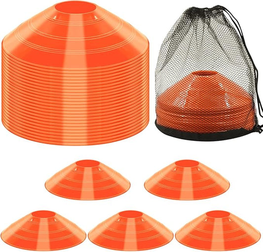 60/30 Pack Soccer Training Cones - Agility Cones with Carry Bag, Sturdy Disc Cones for Sports Training, Soccer, Football, Basketball, Indoor Outdoor Sports, Festive Events, Field Cone Markers