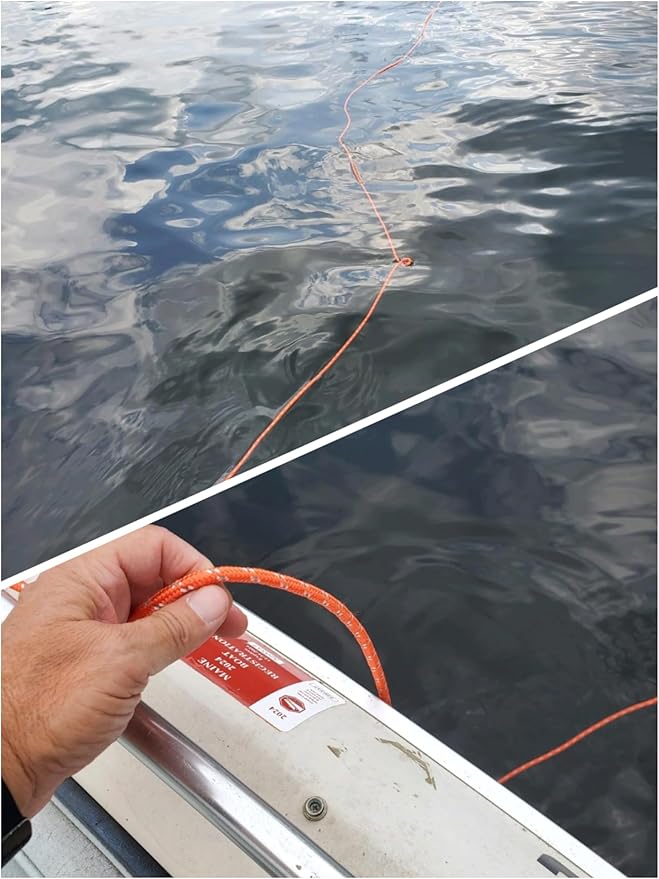 5/16 in (8mm) x 32 ft (10Meter) Marine Floating Rope for Boating, Fishing, Rafting, Camping, Hiking, Hunting, Anchor, Mooring, Dock Lines, Kayak, Canoe, Rescuing Reflective Orange