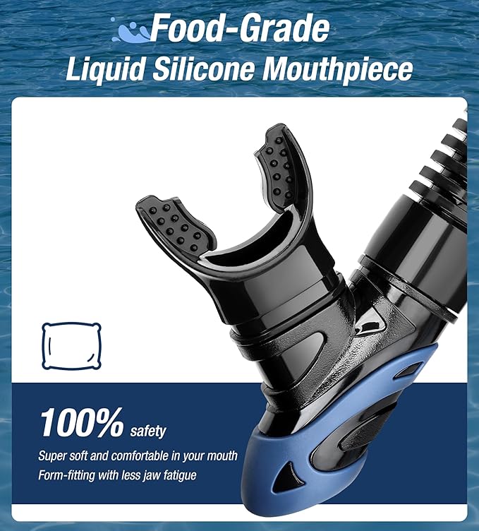 Aegend Dry Snorkel, Dive Mask Easy-Breath Free Diving Snorkel for Snorkeling Scuba Diving Freediving Swimming, with Top Dry Valve and Food-Grade Silicone Mouthpiece