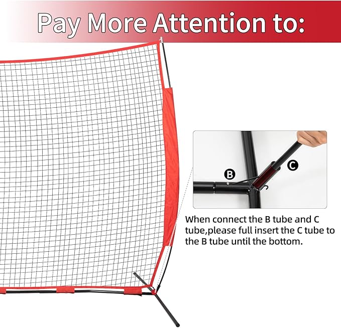 7x7/16x10/20x10ft Backstop Net, Ball Stop Net with Handbag,Fix Sports Net Barrier by 4 Spike&2 Sandbag,Sports Practice Barrier Net for Baseball,Softball,Lacrosse Train,Backstop Net for Backyard